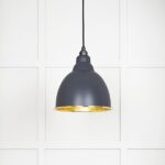 Hammered Brass Brindley Pendant in Slate | 49517SL