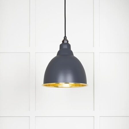 Hammered Brass Brindley Pendant in Slate | 49517SL