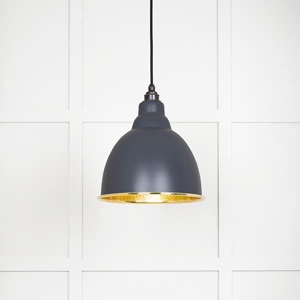Hammered Brass Brindley Pendant in Slate | 49517SL