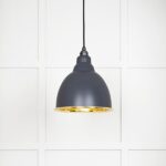Smooth Brass Brindley Pendant in Slate | 49518SL