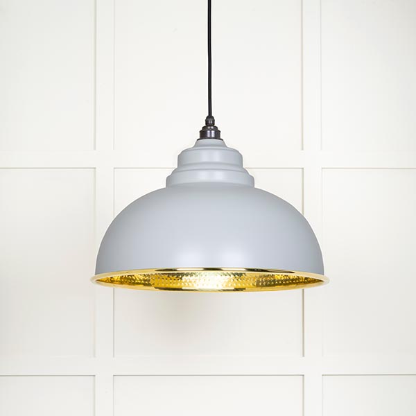 Hammered Brass Harborne Pendant in Birch | 49521BI