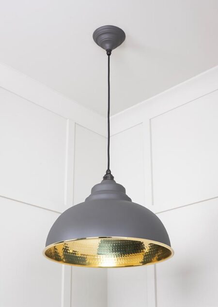 Hammered Brass Harborne Pendant in Bluff | 49521BL - Image 3