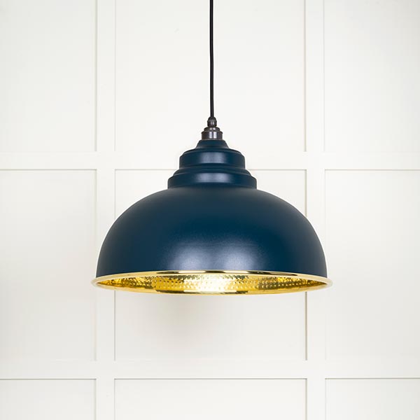 Hammered Brass Harborne Pendant in Dusk | 49521DU