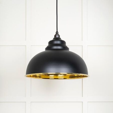 Hammered Brass Harborne Pendant in Elan Black | 49521EB - Image 2