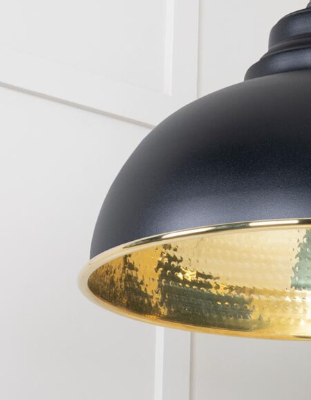 Hammered Brass Harborne Pendant in Elan Black | 49521EB - Image 5