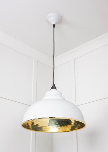 Hammered Brass Harborne Pendant in Flock | 49521F - Image 3