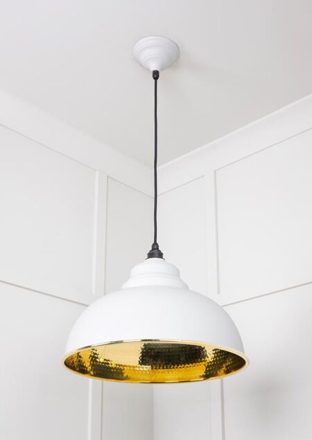 Hammered Brass Harborne Pendant in Flock | 49521F - Image 4