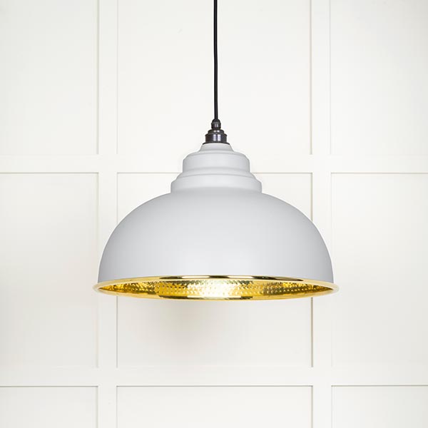 Hammered Brass Harborne Pendant in Flock | 49521F