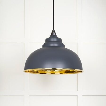 Hammered Brass Harborne Pendant in Slate | 49521SL - Image 2