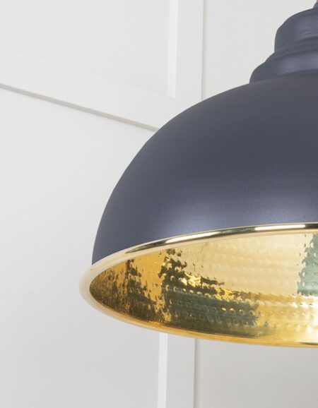 Hammered Brass Harborne Pendant in Slate | 49521SL - Image 5