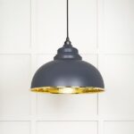 Hammered Brass Harborne Pendant in Slate | 49521SL