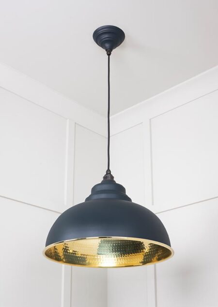 Hammered Brass Harborne Pendant in Soot | 49521SO - Image 3
