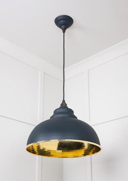 Hammered Brass Harborne Pendant in Soot | 49521SO - Image 4