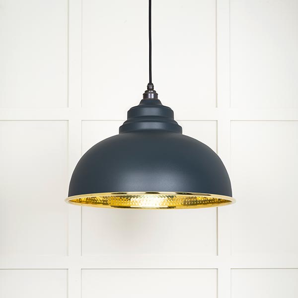 Hammered Brass Harborne Pendant in Soot | 49521SO