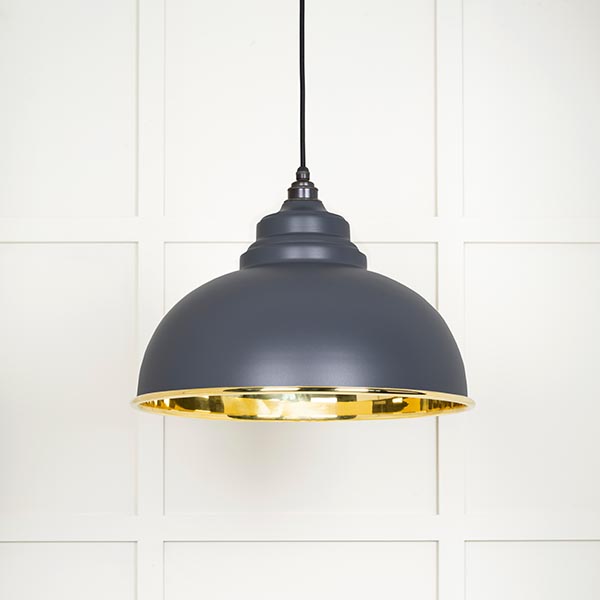 Smooth Brass Harborne Pendant in Slate | 49522SL