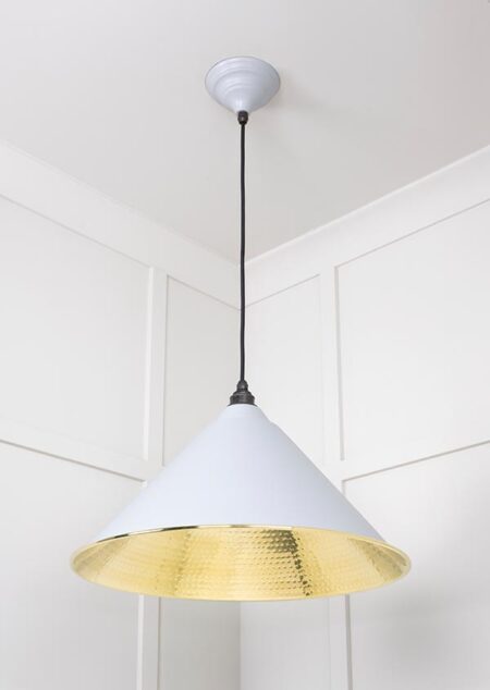 Hammered Brass Hockley Pendant in Birch | 49523BI - Image 3