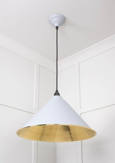 Hammered Brass Hockley Pendant in Birch | 49523BI - Image 4
