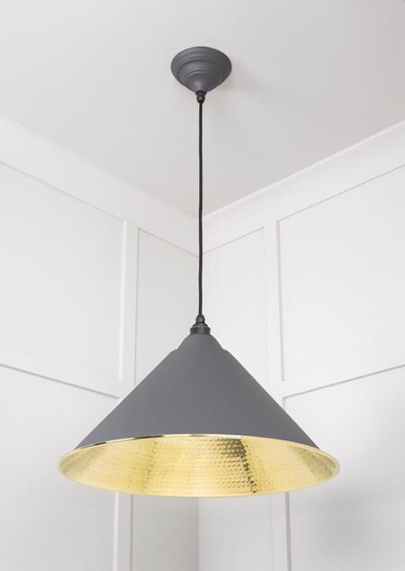 Hammered Brass Hockley Pendant in Bluff | 49523BL - Image 3