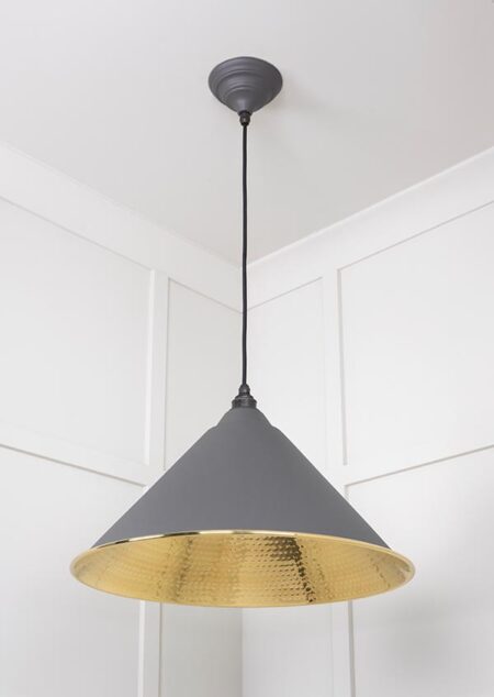 Hammered Brass Hockley Pendant in Bluff | 49523BL - Image 4