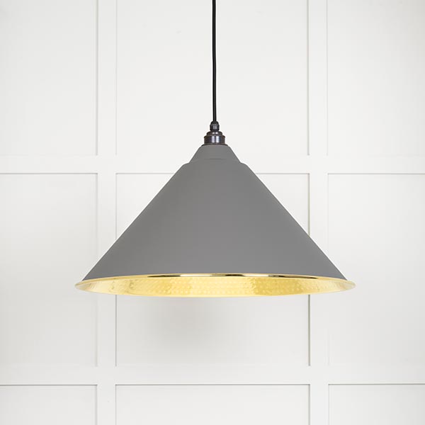 Hammered Brass Hockley Pendant in Bluff | 49523BL