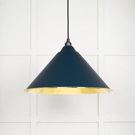 Hammered Brass Hockley Pendant in Dusk | 49523DU