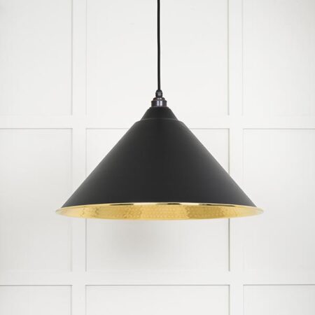 Hammered Brass Hockley Pendant in Elan Black | 49523EB - Image 2