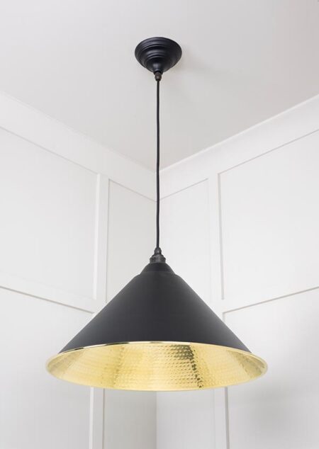 Hammered Brass Hockley Pendant in Elan Black | 49523EB - Image 3