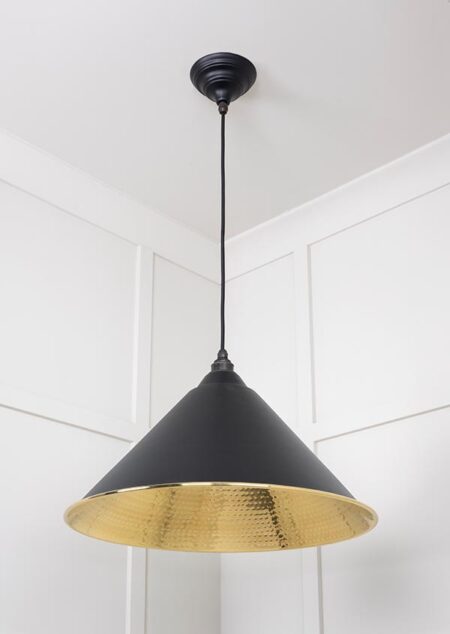 Hammered Brass Hockley Pendant in Elan Black | 49523EB - Image 4