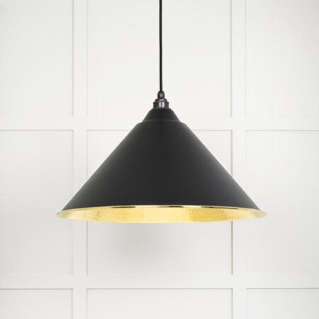 Hammered Brass Hockley Pendant in Elan Black | 49523EB