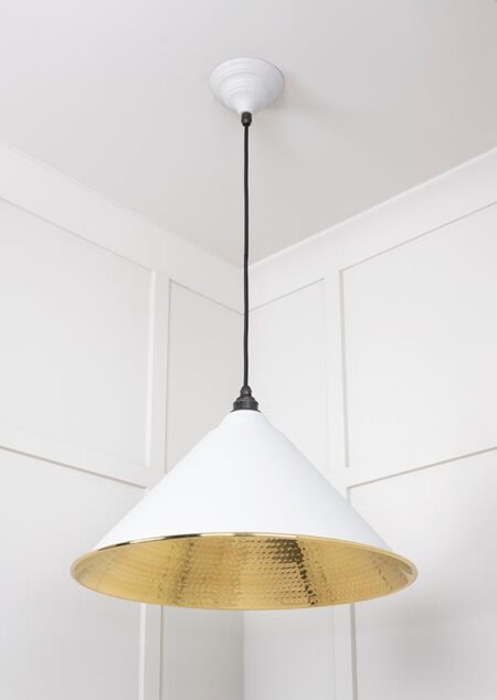 Hammered Brass Hockley Pendant in Flock | 49523F - Image 4