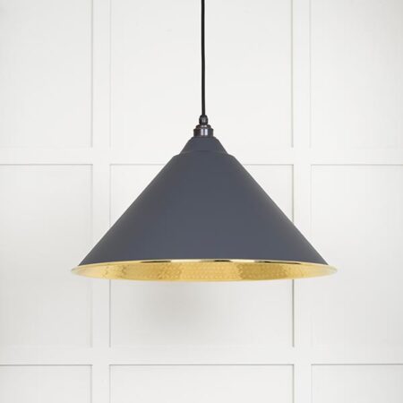 Hammered Brass Hockley Pendant in Slate | 49523SL - Image 2