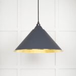 Hammered Brass Hockley Pendant in Slate | 49523SL
