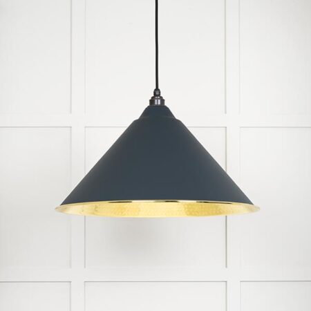 Hammered Brass Hockley Pendant in Soot | 49523SO