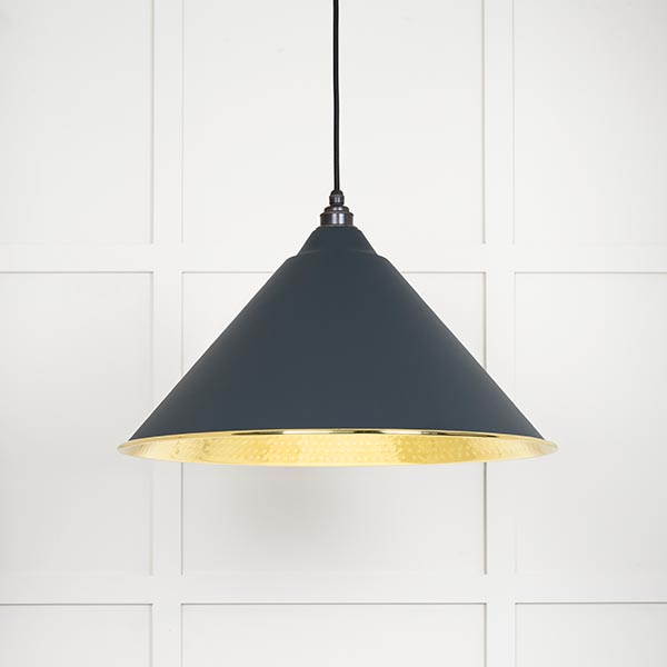 Hammered Brass Hockley Pendant in Soot | 49523SO