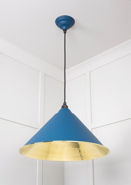 Hammered Brass Hockley Pendant in Upstream | 49523U - Image 3