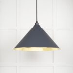 Smooth Brass Hockley Pendant in Slate | 49524SL