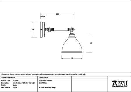 Smooth Copper Brindley Wall Light in Heath | 49714SH - Image 6