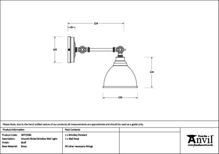Smooth Nickel Brindley Wall Light in Bluff | 49715SBL - Image 6