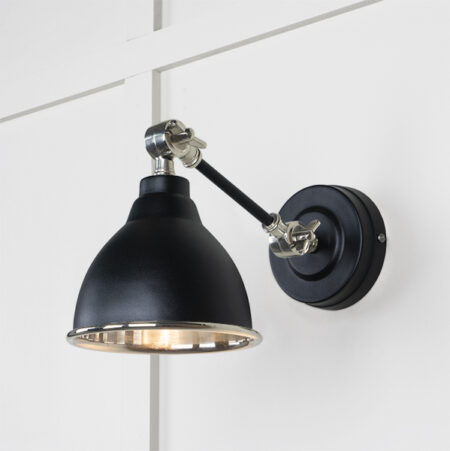 Smooth Nickel Brindley Wall Light in Elan Black | 49715SEB