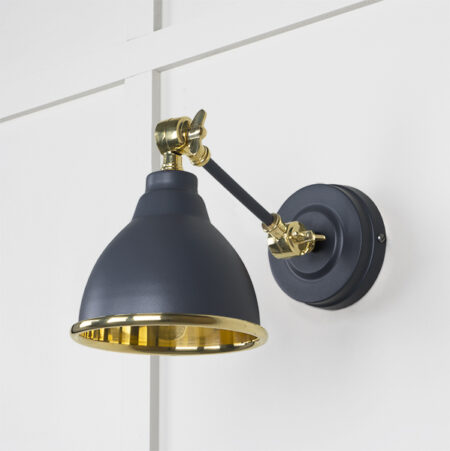 From the Anvil Smooth Brass Brindley Wall Light in Slate - Image 2