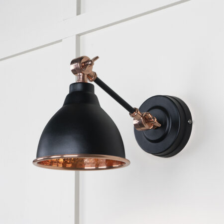 Hammered Copper Brindley Wall Light in Elan Black | 49717SEB - Image 2