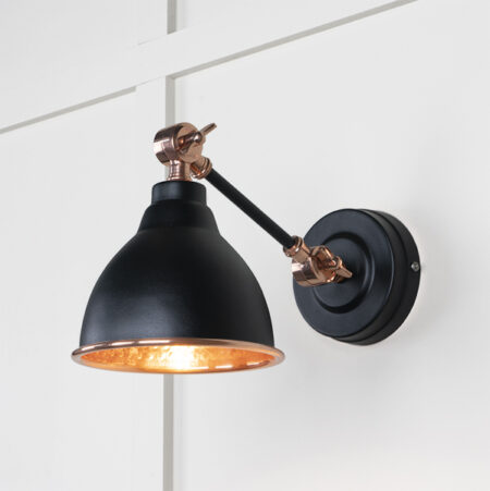 Hammered Copper Brindley Wall Light in Elan Black | 49717SEB