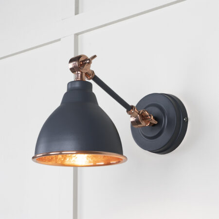 Hammered Copper Brindley Wall Light in Slate | 49717SSL