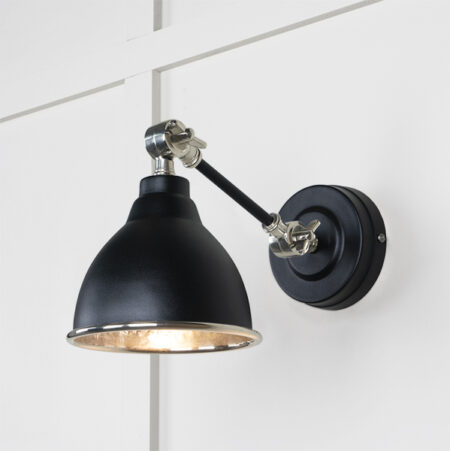 Hammered Nickel Brindley Wall Light in Elan Black | 49718SEB