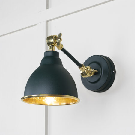 Hammered Brass Brindley Wall Light in Dingle | 49719SDI