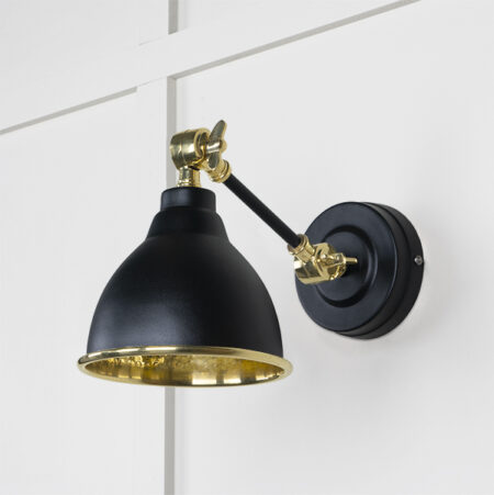 Hammered Brass Brindley Wall Light in Elan Black | 49719SEB - Image 2