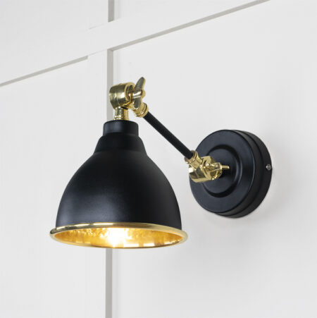 Hammered Brass Brindley Wall Light in Elan Black | 49719SEB