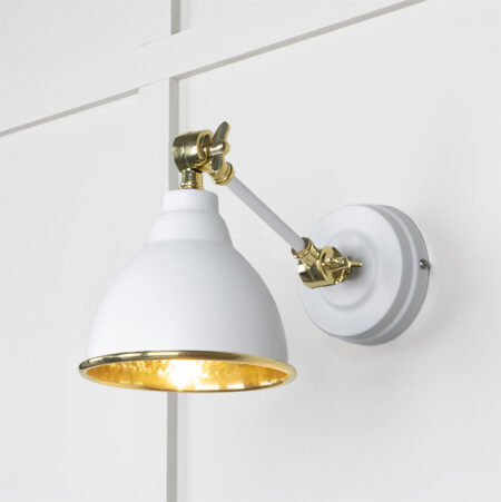 Hammered Brass Brindley Wall Light in Flock | 49719SF