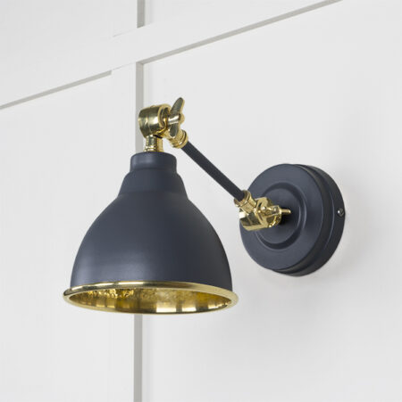 Hammered Brass Brindley Wall Light in Slate | 49719SSL - Image 2