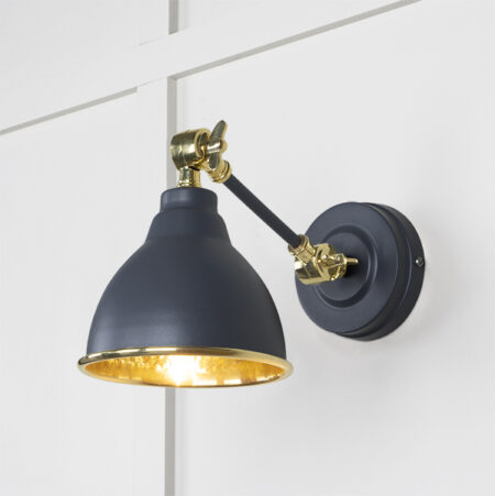 Hammered Brass Brindley Wall Light in Slate | 49719SSL